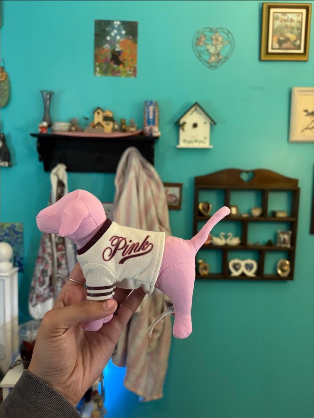 PINK Victoria's Secret Pink and Cream Plush Dog Toy